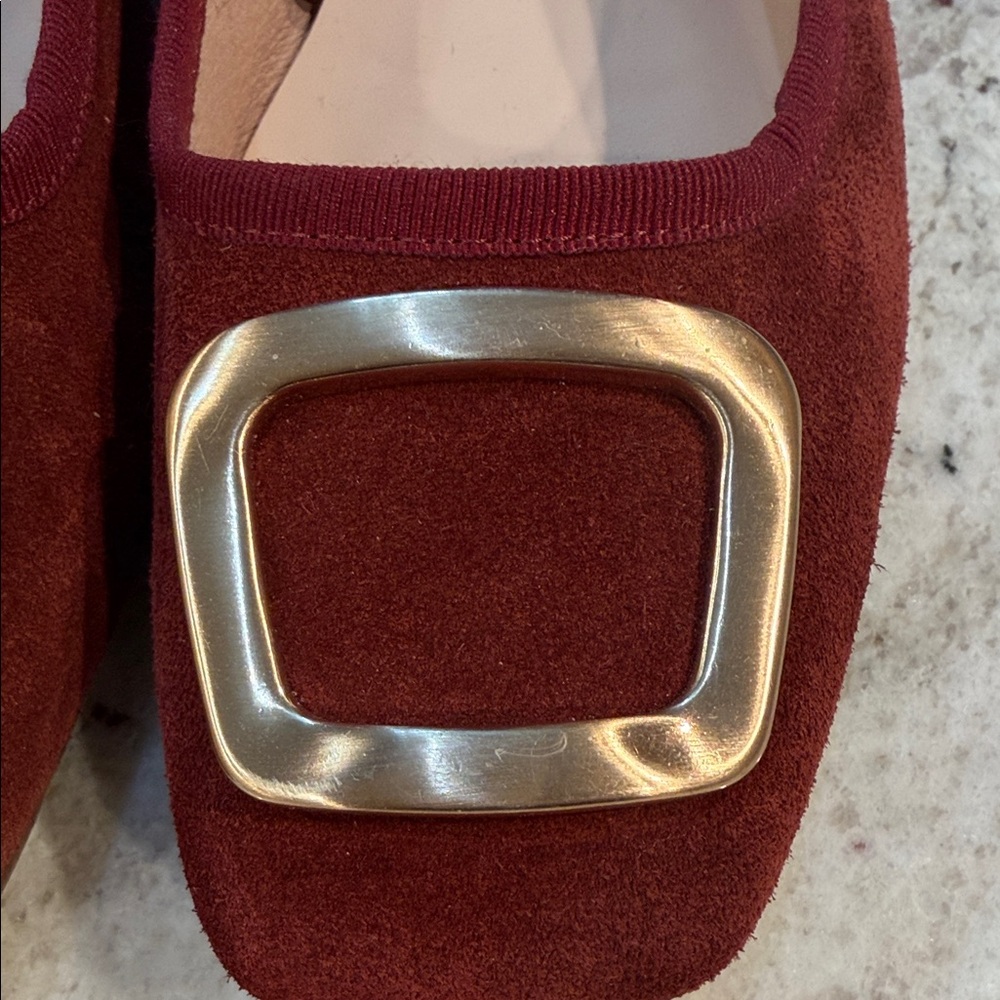 Avellini Burgundy Flats with Gold Buckle - Picture 3 of 10